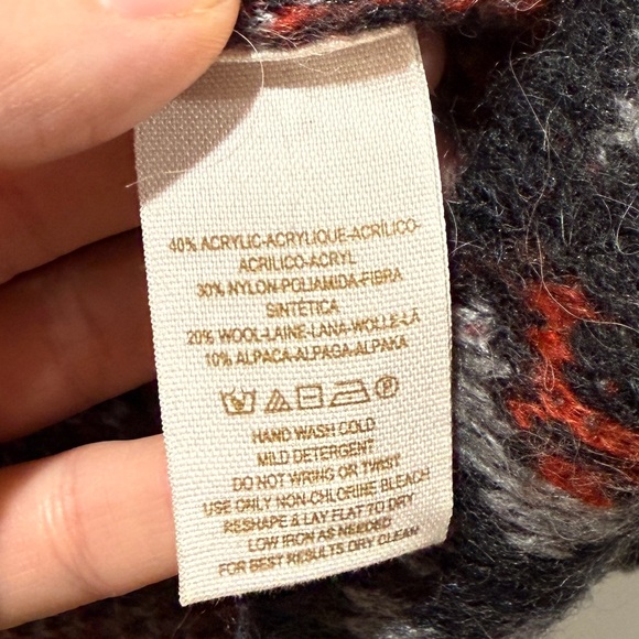 Free People Black Aztec Geo Print Long Cozy Jacket XS XSmall Wool Alpaca Fall - Picture 6 of 8